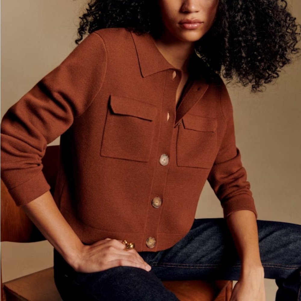 Sezane Betty Cardigan in Hazelnut